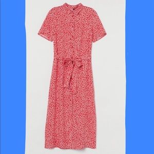 H &M Red Floral Midi Dress